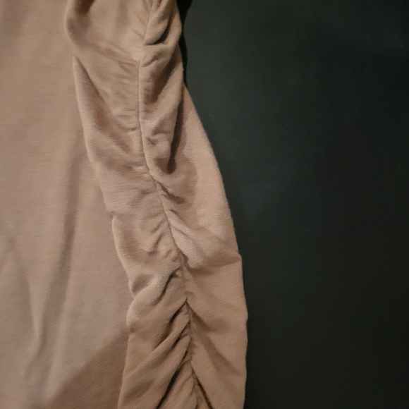 Chic Tan Ruched Mini Dress - Picture 4 of 5